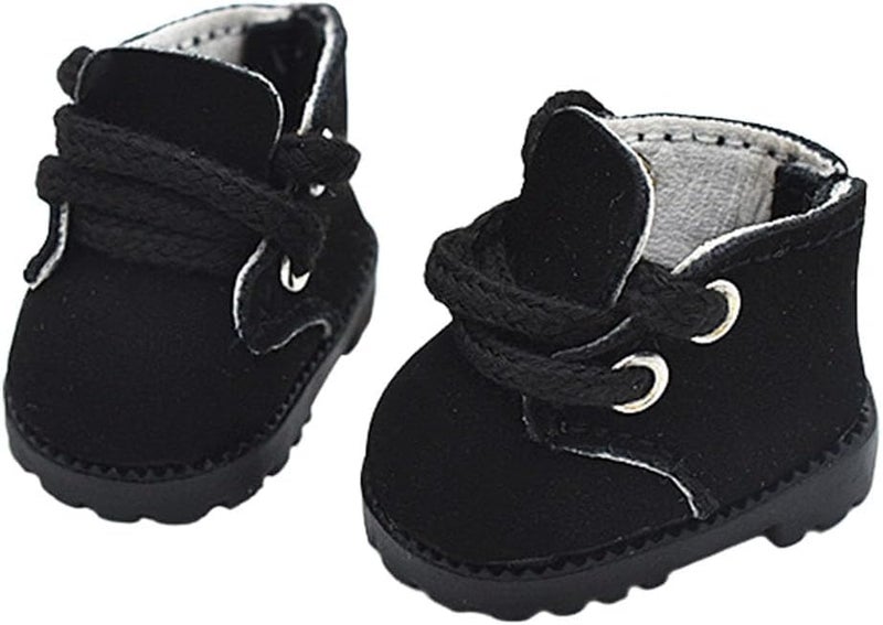 QIXINGWISE Store 2 Pairs Doll Shoes Compatible with Lububu Doll, Stylish Lace-Up Boots for Dress-up, Outfit Accessory for 15cm 17cm Dolls (White & Black) - Image 2